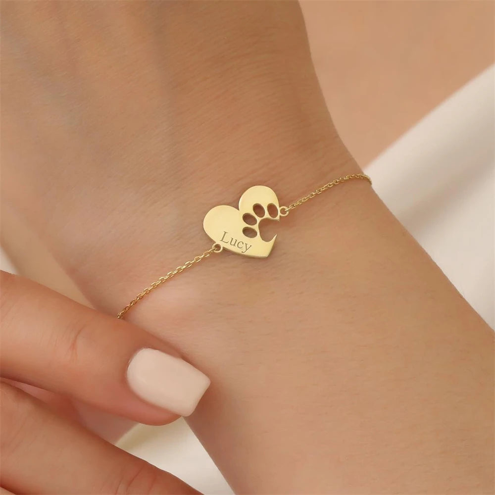 Paw Print Heart Bracelet
