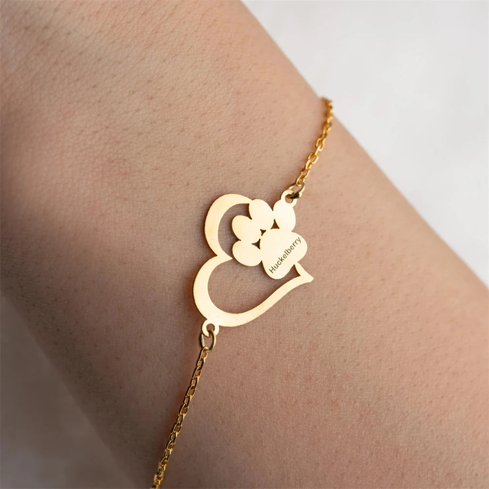 Paw Print Heart Bracelet