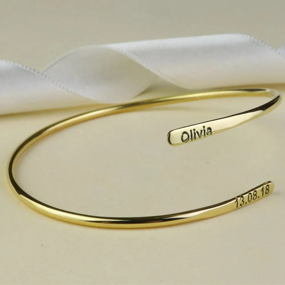 Double Name Bangle Bracelet