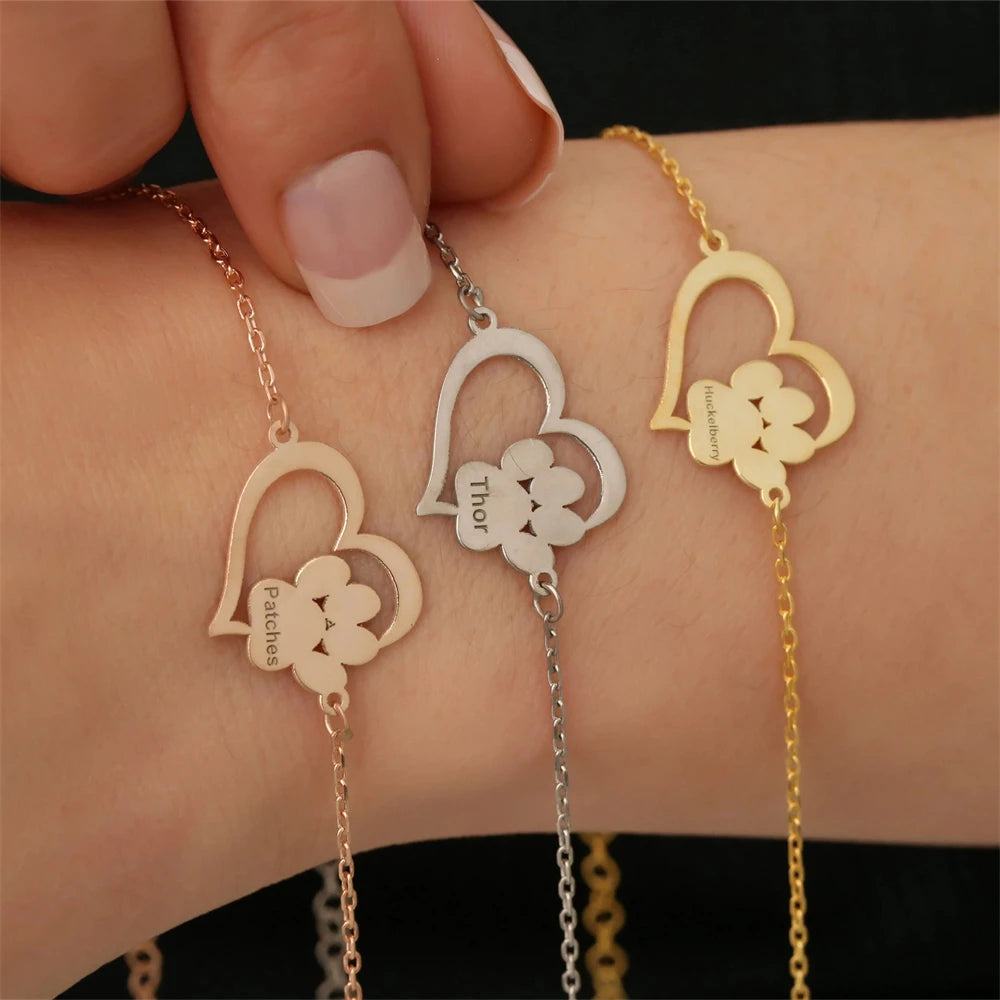 Paw Print Heart Bracelet