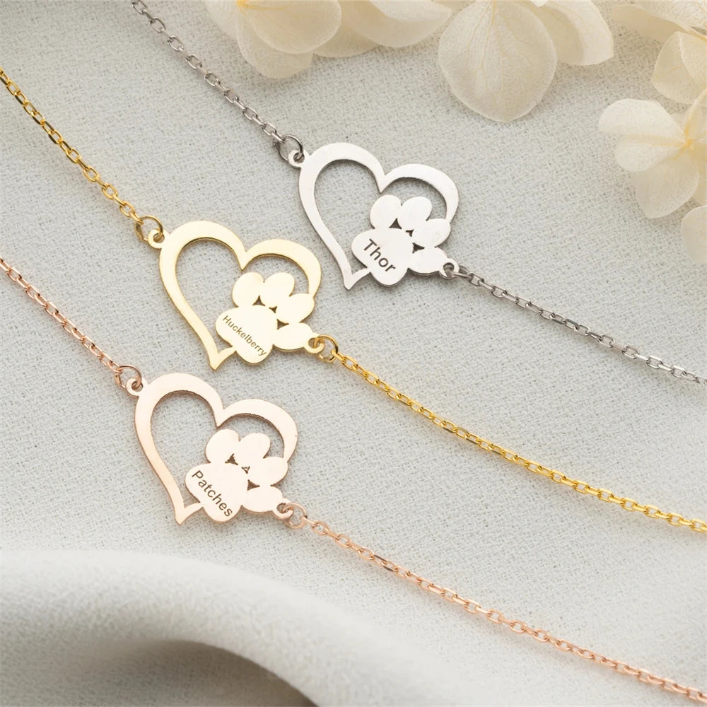 Paw Print Heart Bracelet