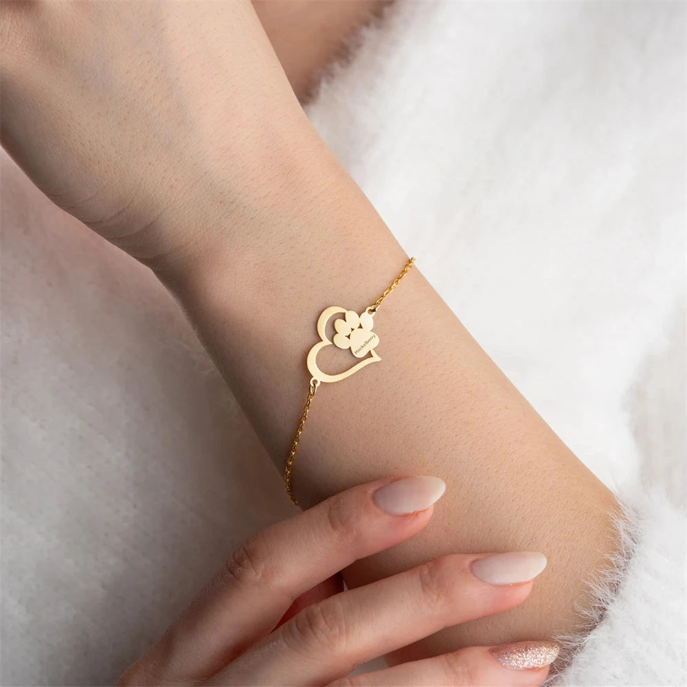Paw Print Heart Bracelet