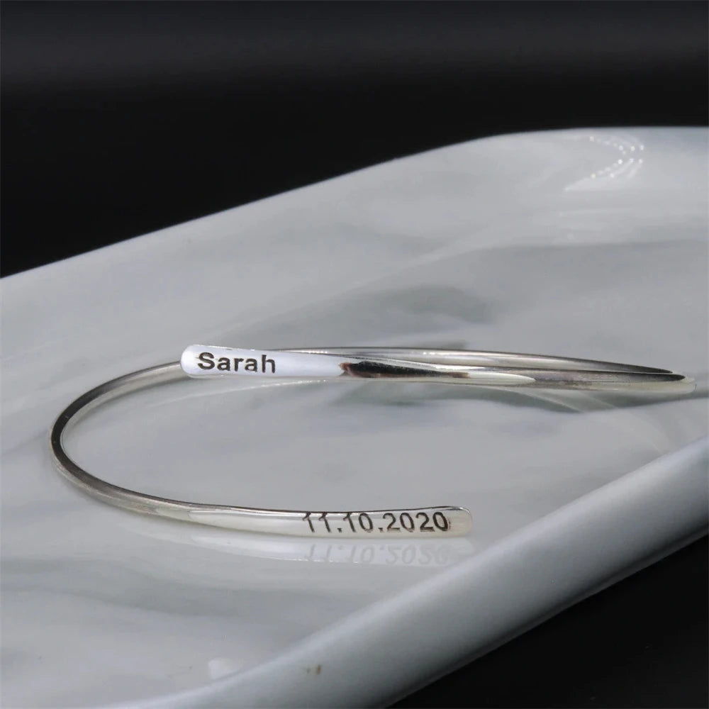 Double Name Bangle Bracelet