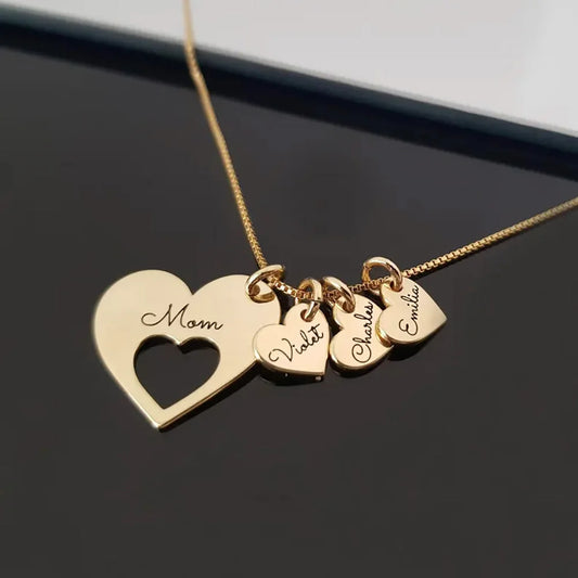 Personalized Name Hearts Necklace For Mom