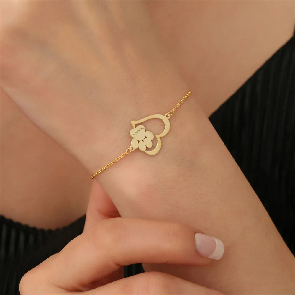 Paw Print Heart Bracelet