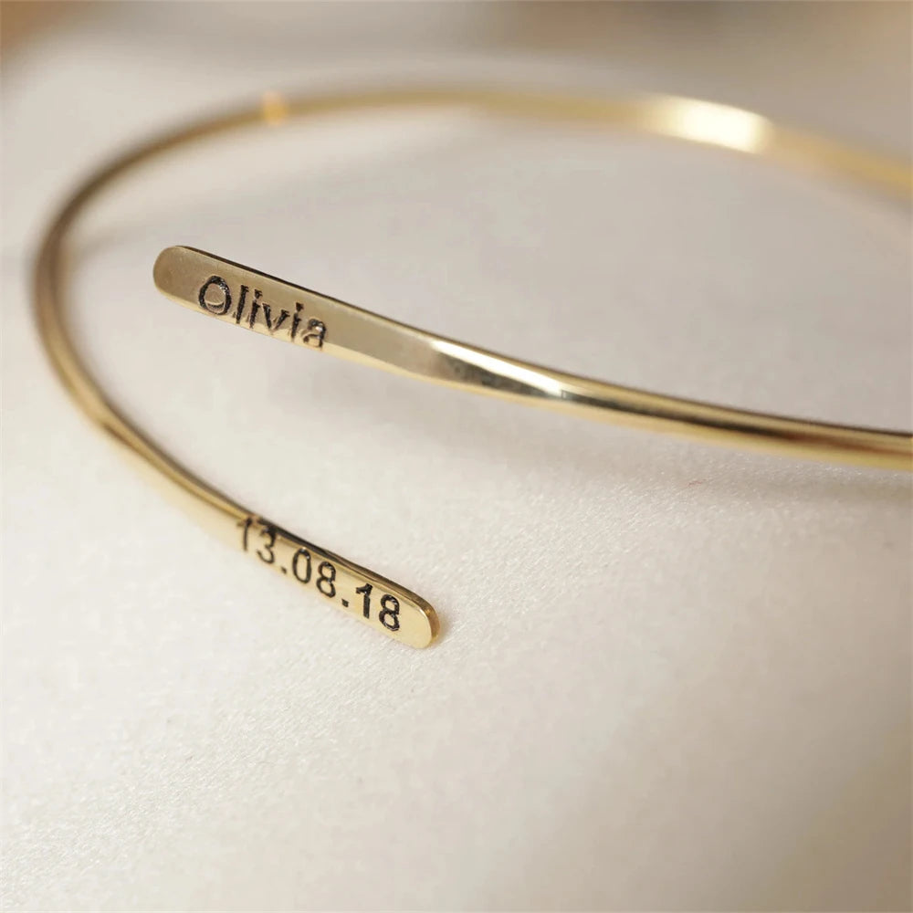 Double Name Bangle Bracelet