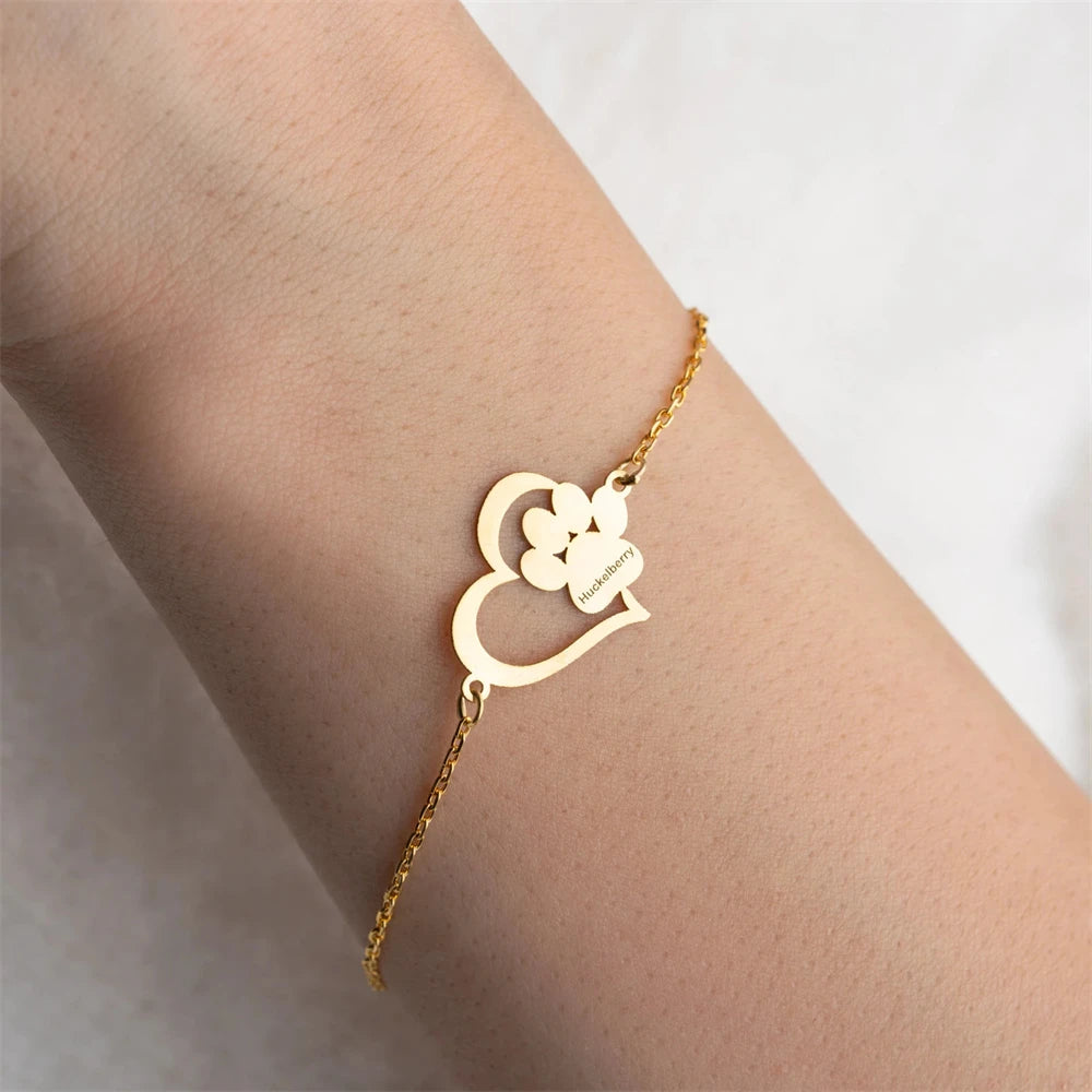 Paw Print Heart Bracelet