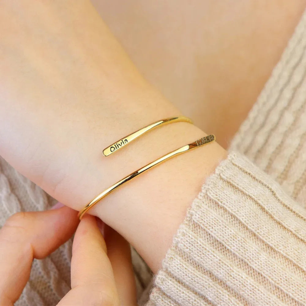 Double Name Bangle Bracelet