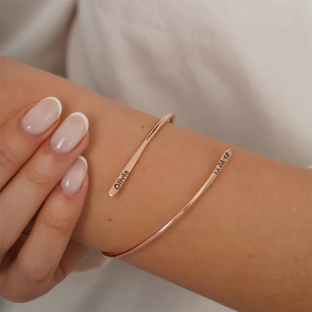 Double Name Bangle Bracelet