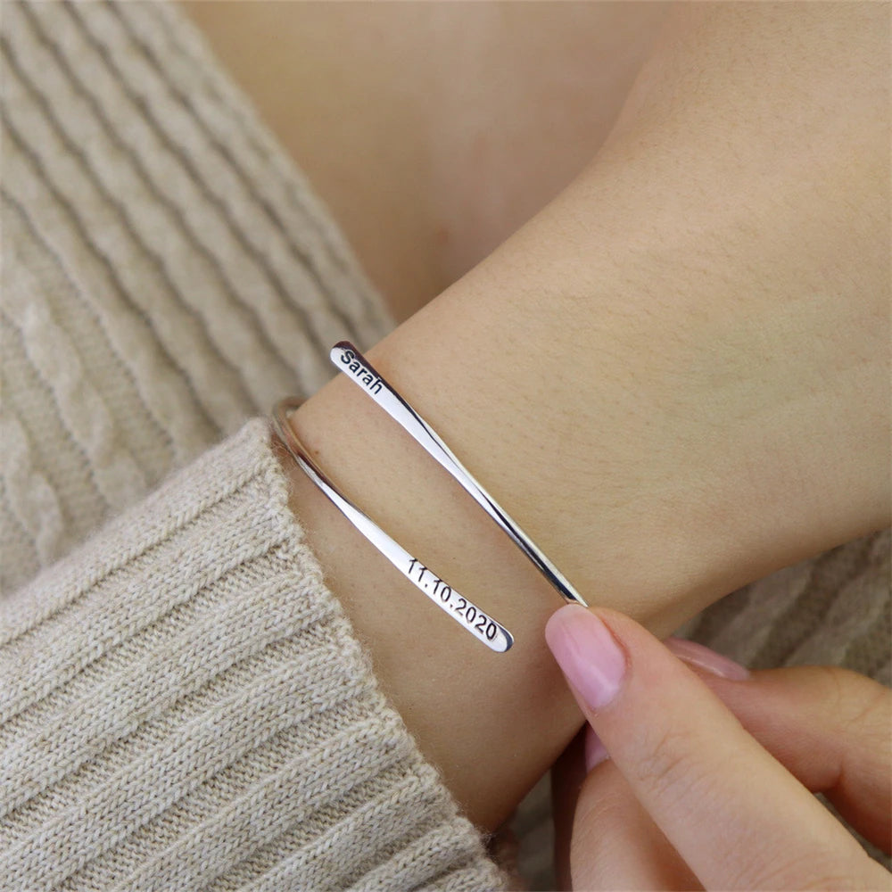 Double Name Bangle Bracelet