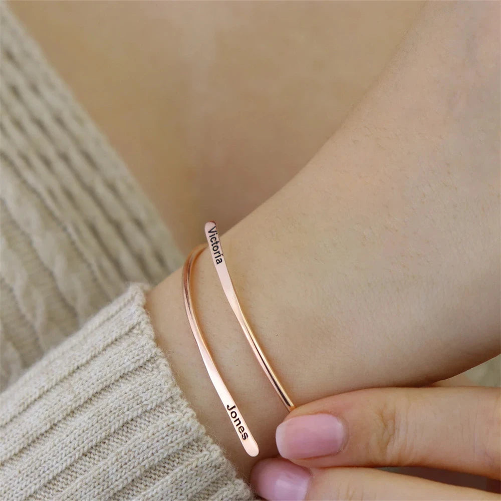 Double Name Bangle Bracelet